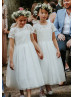 Ivory Lace Tulle Heart Back Flower Girl Dress